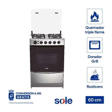 Cocina de Pie Sole Varadero 4 Hornillas 60cm Gris
