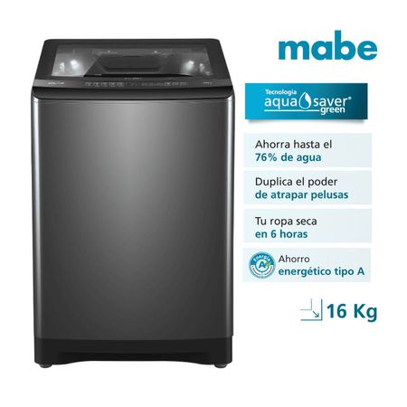 Lavadora Mabe LMA6120WDGBB0 Carga Superior 16kg Gris