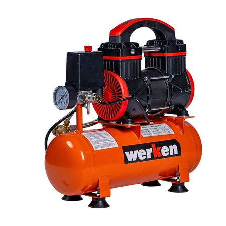 Compresora de Aire Silencioso Werken EWS08 0.6Hp 8 litros en Acero Negro