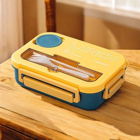 Taper Hermético Rectangular 1300ml Amarillo/Turqueza Back to School Orange