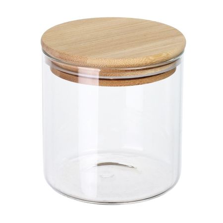 Canister de Vidrio Redondo con Tapa Bambu 500ml Orange