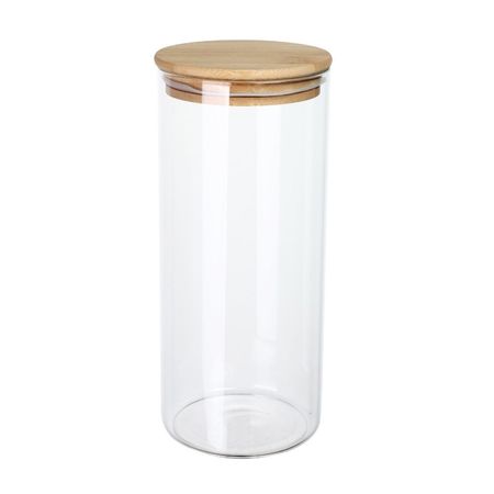 Canister de Vidrio Redondo con Tapa Bambu 1300ml Orange