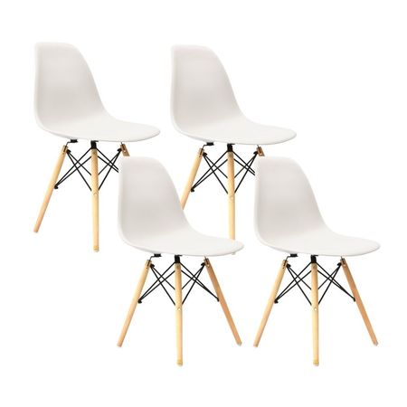 Silla de Diseño Decorativo Eames Blanco Bonno - 4 unidades