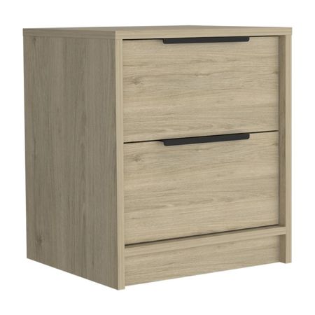 Velador Tuhome KAIA Melamina Rovere Beige 2 Cajones