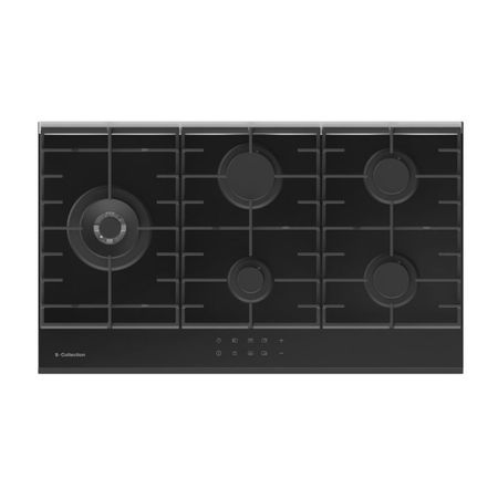 Cocina Encimera 90cm S-Collection Vidrio Templado Full Touch Gas 5 Hornillas Negro
