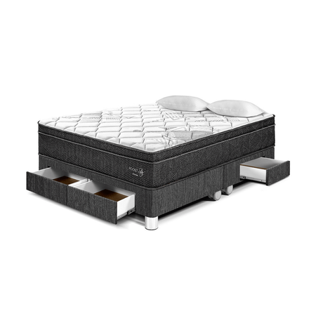 Cama Pocket Star Con Cajones King Charcoal Paraiso
