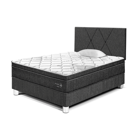 Dormitorio Pocket Star 1.5 plazas Charcoal Paraiso con Resortes Pocket y Acolchado Ergonómico
