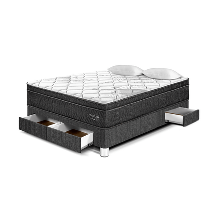 Cama Pocket Star Con Cajones 2 plazas Charcoal Paraiso