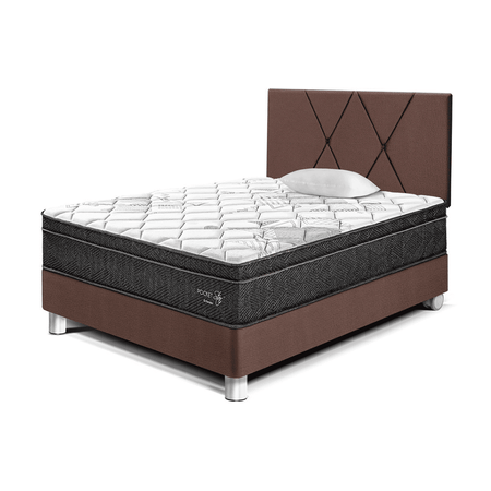 Dormitorio Pocket Star 1.5 plazas Chocolate Paraiso con Resortes Pocket y Acolchado de Espuma Flexible
