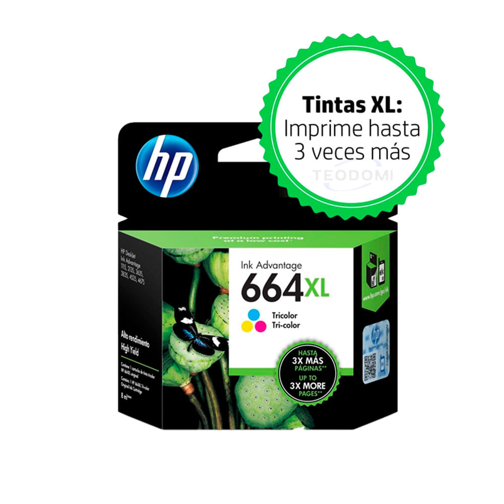 Tinta HP 664XL Tricolor Original (F6V30AL)