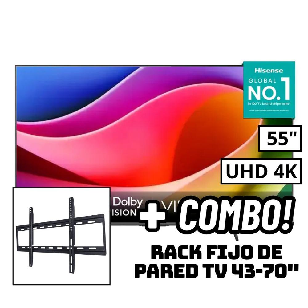 TELEVISOR HISENSE 55 SMART TV VIDAA 4K UHD LED 55A5NV + RACK FIJO