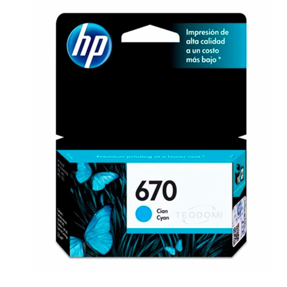 Cartucho de tinta cian original HP 670 (CZ114AL)