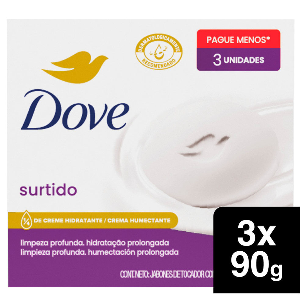 Jabón de Tocador DOVE Surtido Barra 90g Paquete 3un