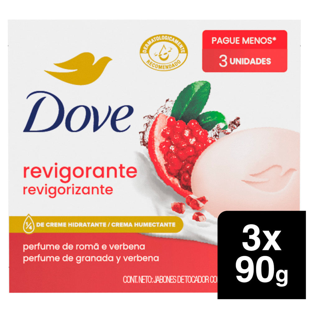 Jabón de Tocador DOVE Revigorizante Barra 90g Paquete 3un