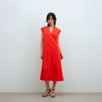 Vestido Mujer Sfera Basico Efecto Lino Lis Rojo