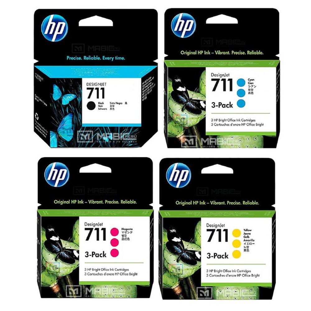 Kit Tinta HP 711 3Pack DesignJet T120, T520, T530 Original
