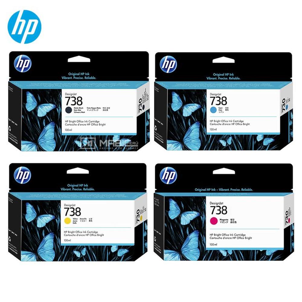 Pack 4 Tinta HP 738 DesignJet T850 T950 Original  - 130ml