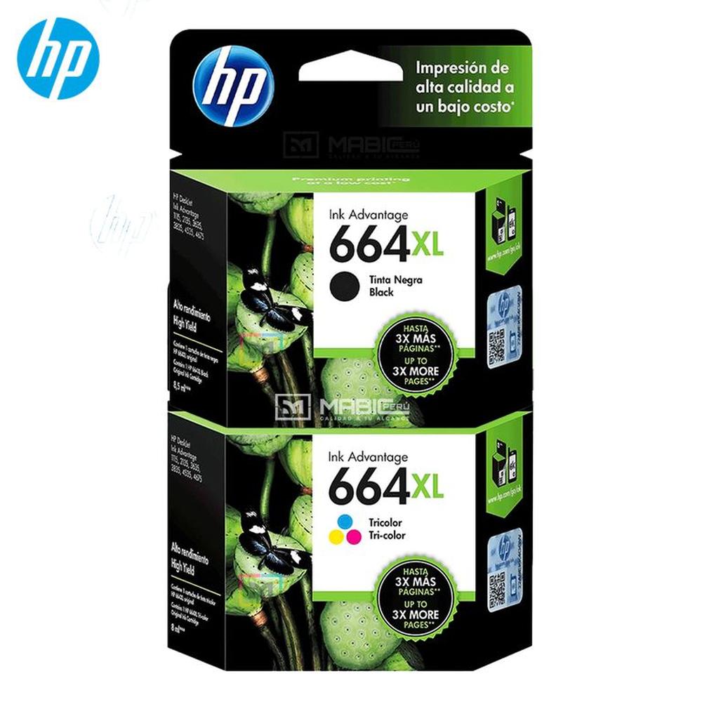 Pack Tinta HP 664XL Negro Tricolor DeskJet 1115 2135 4535 4675 Original