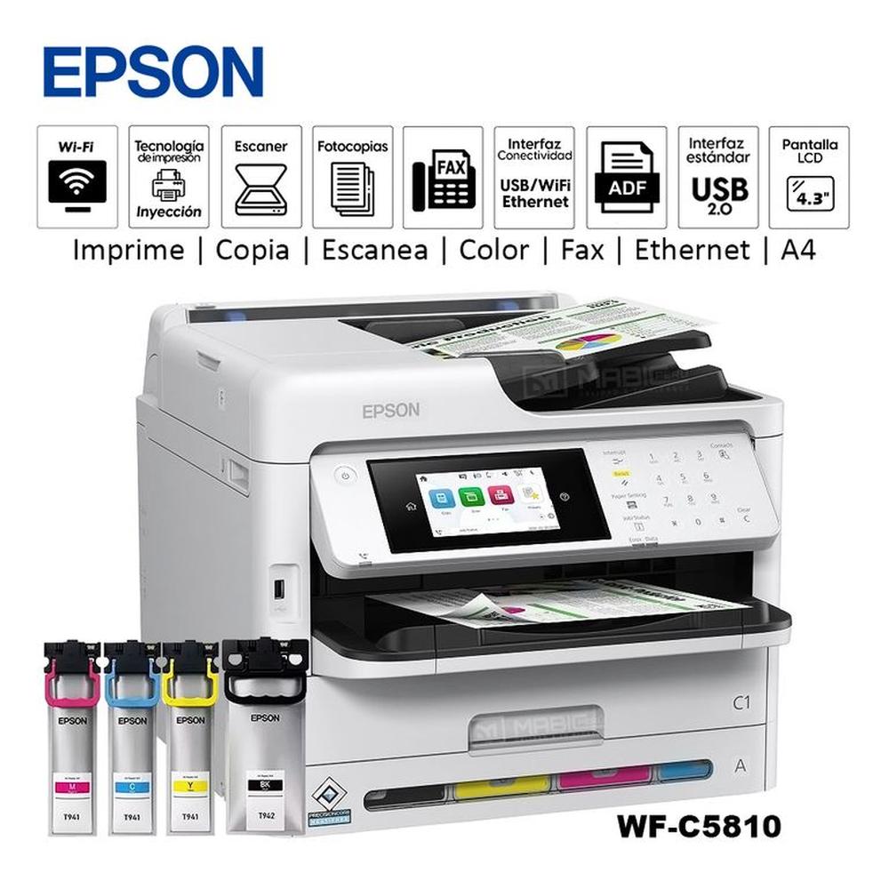 Impresora Multifuncional Epson WorkForce Pro WF-C5810 WiFi Red Fax ADF