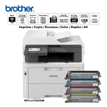 Impresora Láser color Brother MFC-L3760CDW Duplex WIFI Red ADF FAX
