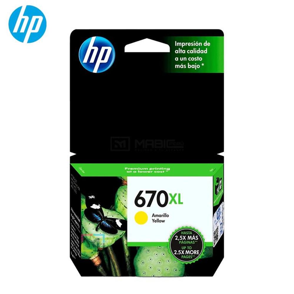 Cartucho de Tinta HP 670XL Amarillo CZ120AL Deskjet 3525 4615 4625 5525 Original