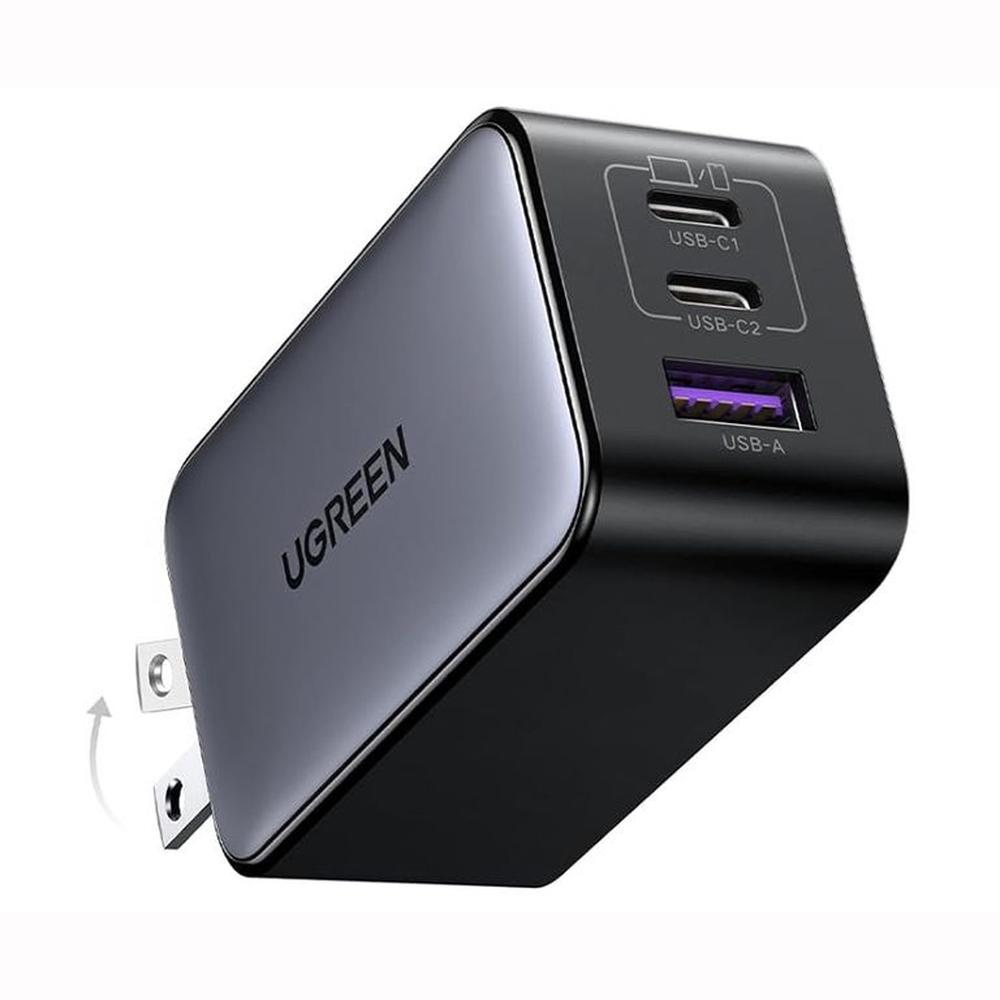 Cargador Ugreen 65W USB-C Nexode 3-Puertos GaN Fast Charge
