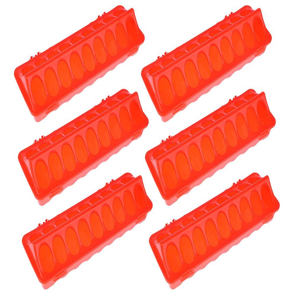 PACK X6 COMEDEROS AVE POLLO 30 CM 18 HUECOS ROJO