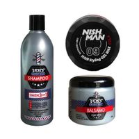 Shampoo Voss + Acondicionador bálsamo Voss + Cera Nishman 09