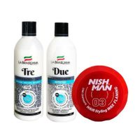 Shampoo Tre + Reacondicionador Due + Cera Capilar Nishman 03