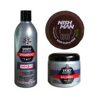 Shampoo Voss + Acondicionador bálsamo Voss + Cera Nishman 08