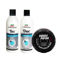 Shampoo Tre + Reacondicionador Due + Cera Capilar Nishman 09