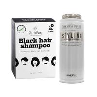 Shampoo Capilar Cubre Canas negro + Polvo Texturizable Fijador