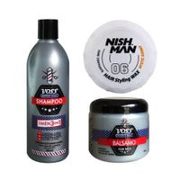 Shampoo Voss + Acondicionador bálsamo Voss + Cera Nishman 06