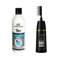 Shampoo Capilar Tre + Shampoo Cubre Canas negro con peine