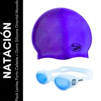 Pack Lentes Porto Celeste + Gorro Silicona Gravital Morado