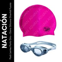 Pack Lentes Porto Gris + Gorro Silicona Gravital Fucsia