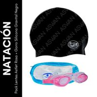 Pack Lentes Astlet Rosa + Gorro Silicona Gravital Negro