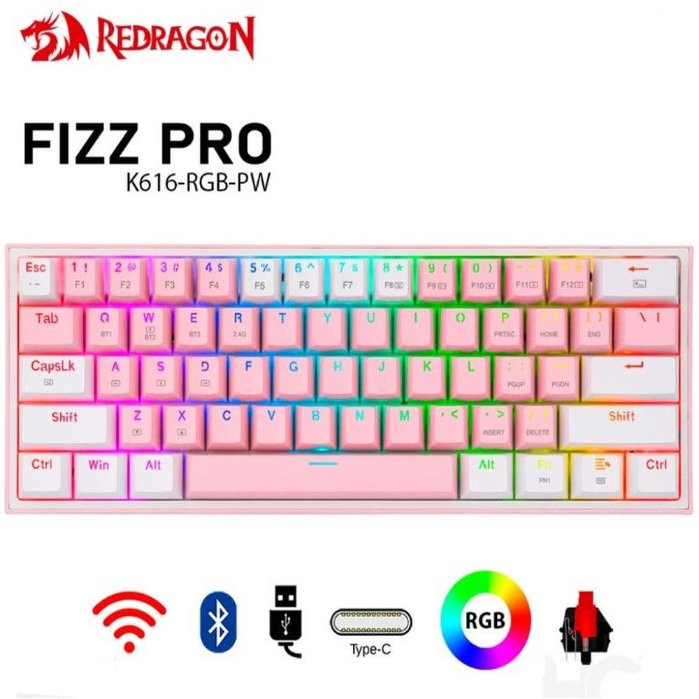Teclado Inalámbrico Redragon Fizz Pro-Rosa