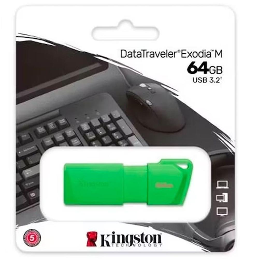 Memoria Flash USB DataTraveler Exodia M, 64GB, USB 3.2 Gen 1 (Tipo-A) Verde Neón