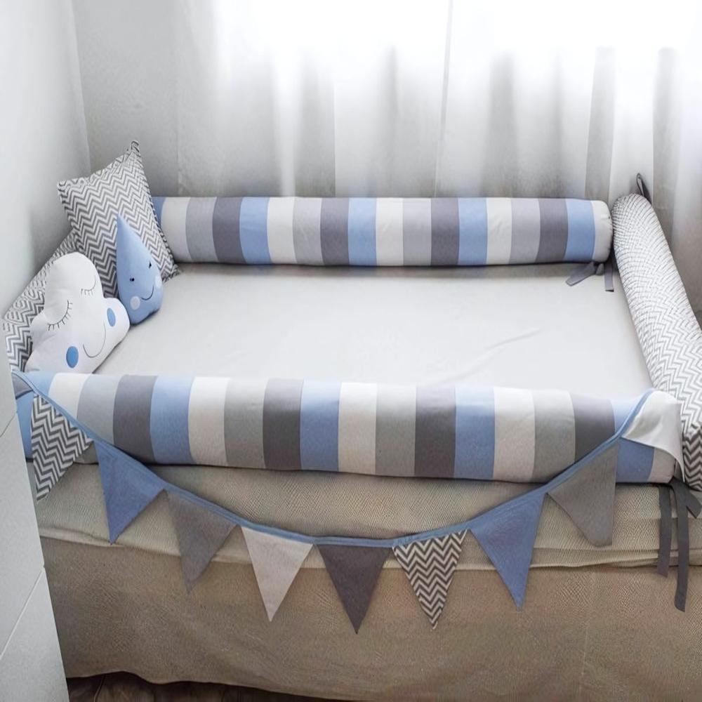 Bumpers Tubulares de cama cuna Montessori 15plazas-celeste