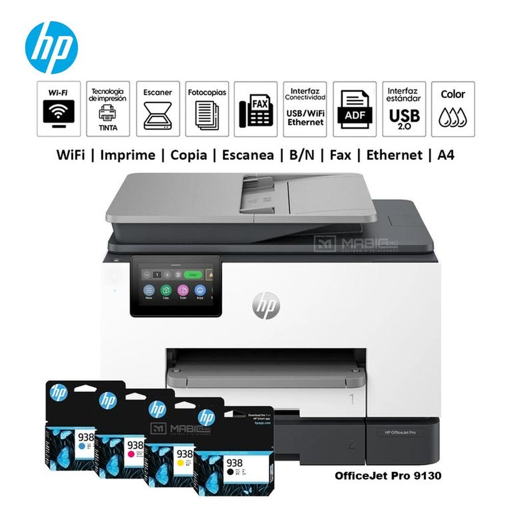 Impresora Multifuncional Hp OfficeJet Pro 9130 Duplex Wifi Red ADF FAX