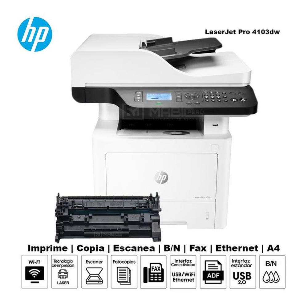 Impresora Multifuncional Hp Laser 432fdn Duplex WIFI Red ADF FAX