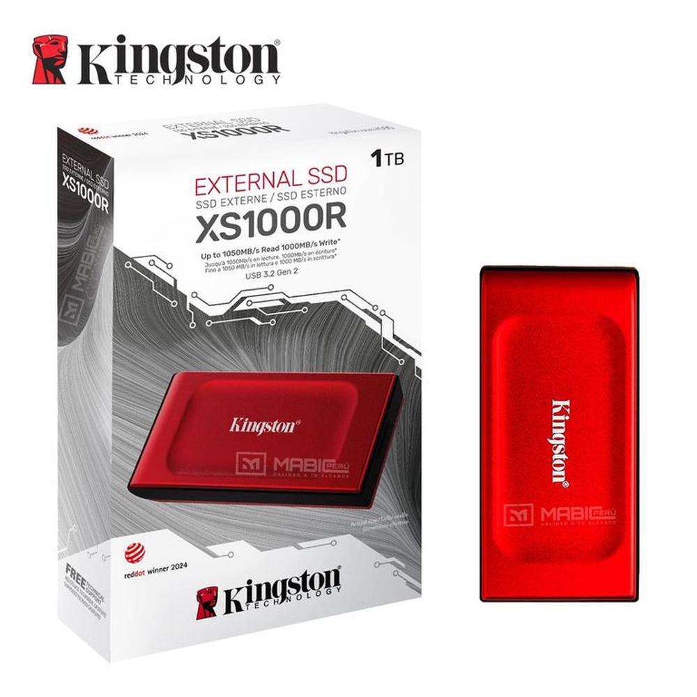 Disco Sólido Externo Kingston XS1000 1TB - Rojo - Portátil