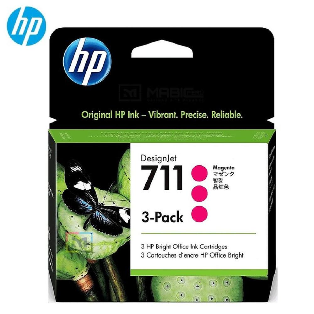 Cartucho de Tinta HP 711 3Pack Magenta CZ135A DesignJet T120 T520 T530 - 29ml