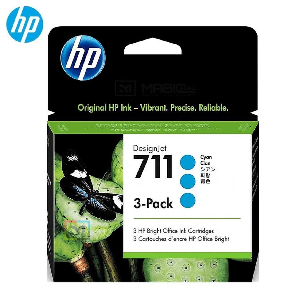 Cartucho de Tinta HP 711 3Pack Cian CZ134A DesignJet T120 T520 T530 - 29ml