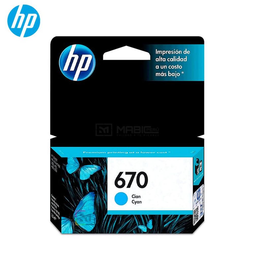 Cartucho de Tinta HP 670 Cian CZ114AL Deskjet 3525 4615 4625 5525 Original
