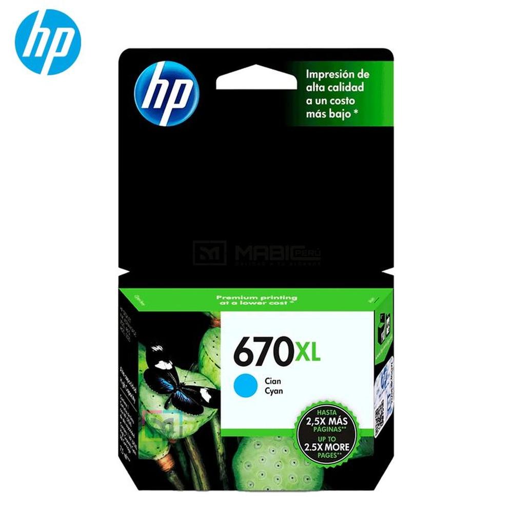 Cartucho de Tinta HP 670XL Cian CZ118AL Deskjet 3525 4615 4625 5525 Original