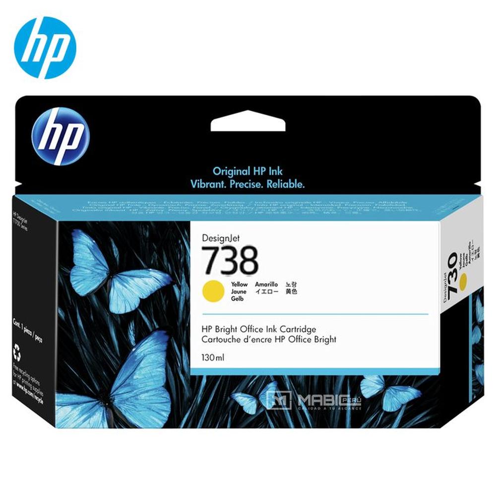 Cartucho de Tinta HP 738 Amarillo 498N7A DesignJet T850 T950 Original - 130ml