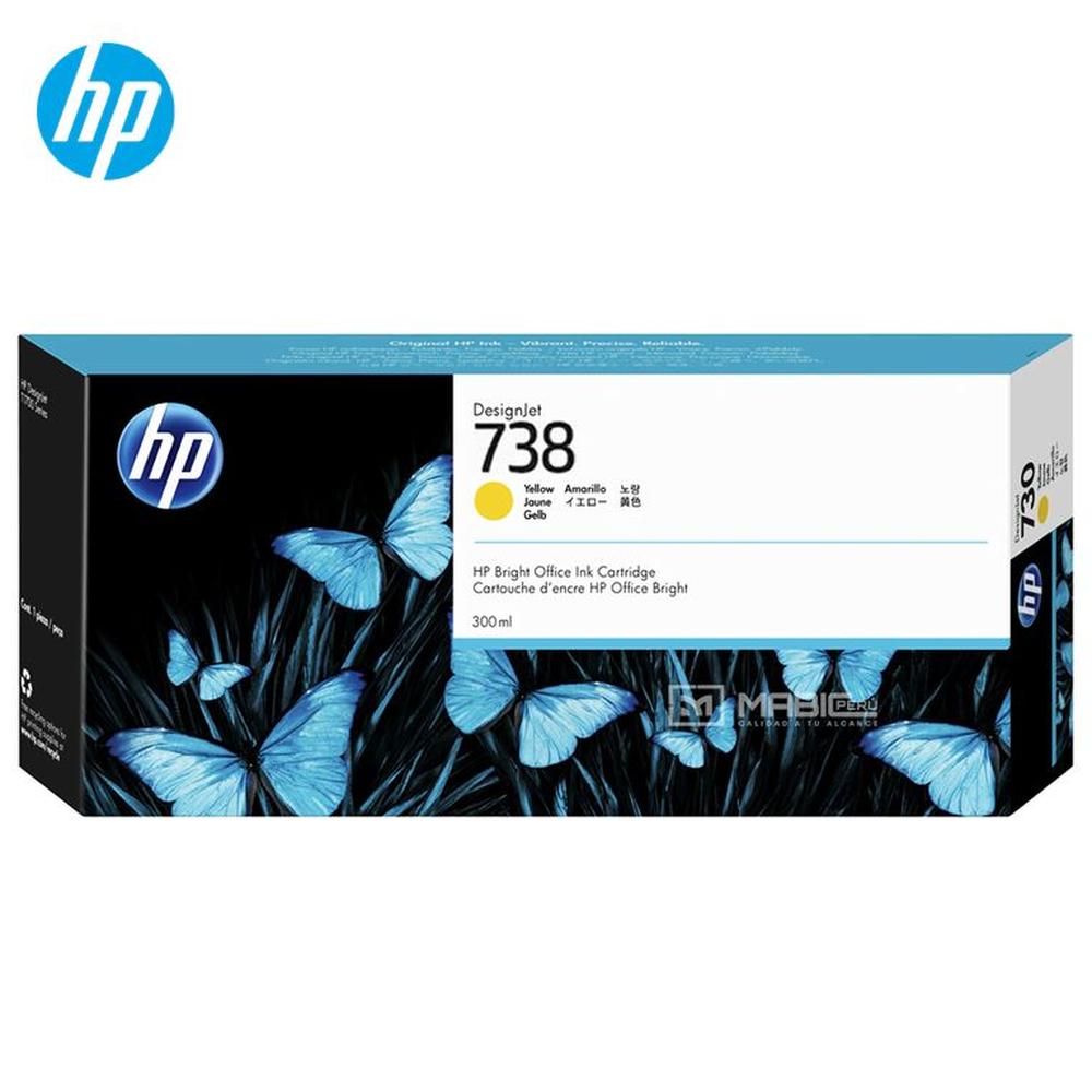 Cartucho de Tinta HP 738 Amarillo 676M8A DesignJet T850 T950 Original - 300ml