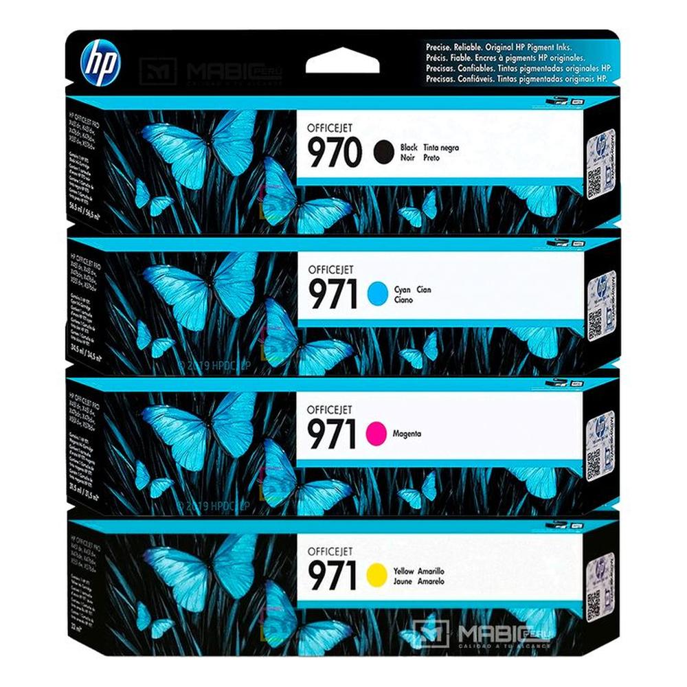 Pack Tinta HP 970 971 Negro Cian Magenta Amarillo OfficeJet X476DW X451DW Original